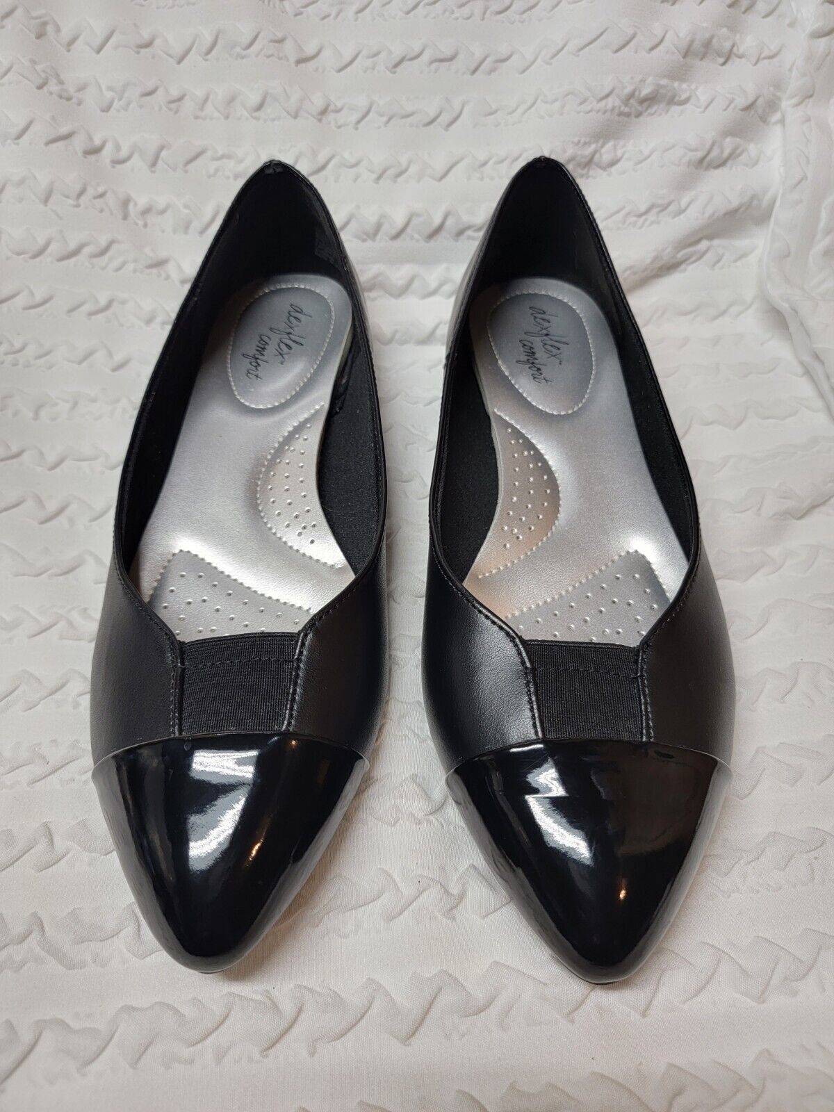 Dexflex Comfort Flat Slip On Shoe Black Patent Le… - image 1