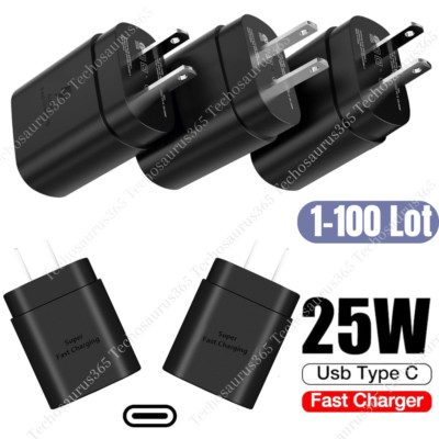 Bulk Lot Type C Super Fast Wall PD Charger 25W Adapter USB-C For Samsung S20 S21