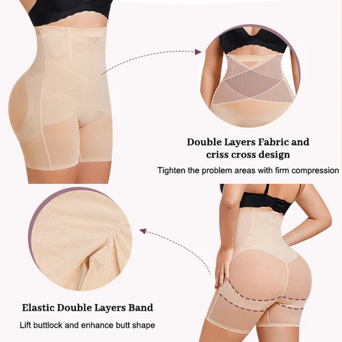 Bauchkontrolle hochtaillierte Shorts Gürtelhose Body Shaper Oberschenkel schlanker Shapewear - Bild 7 von 32