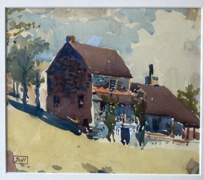 John Dull (Philadelphia 1859-1949) House in Addingham Signed Watercolor Painting