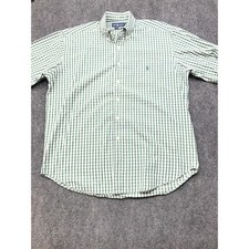 Polo Ralph Lauren Button Up Blake Mens Large Green Gingham Check Short Sleeve