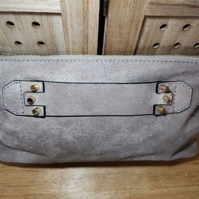 She+Lo Next Chapter Clutch Gray Leather Pouch Purse