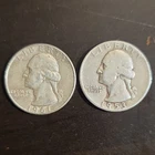 1953 & 1961 Washington Silver Quarters 25C Business Strike 0.9 Fine  0213