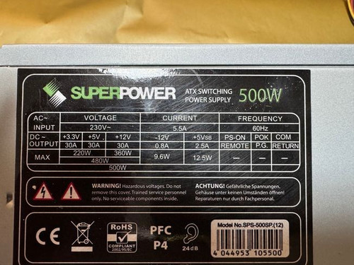 SUPERPOWER PC-Netzteil ,500W  ,Top zustand
