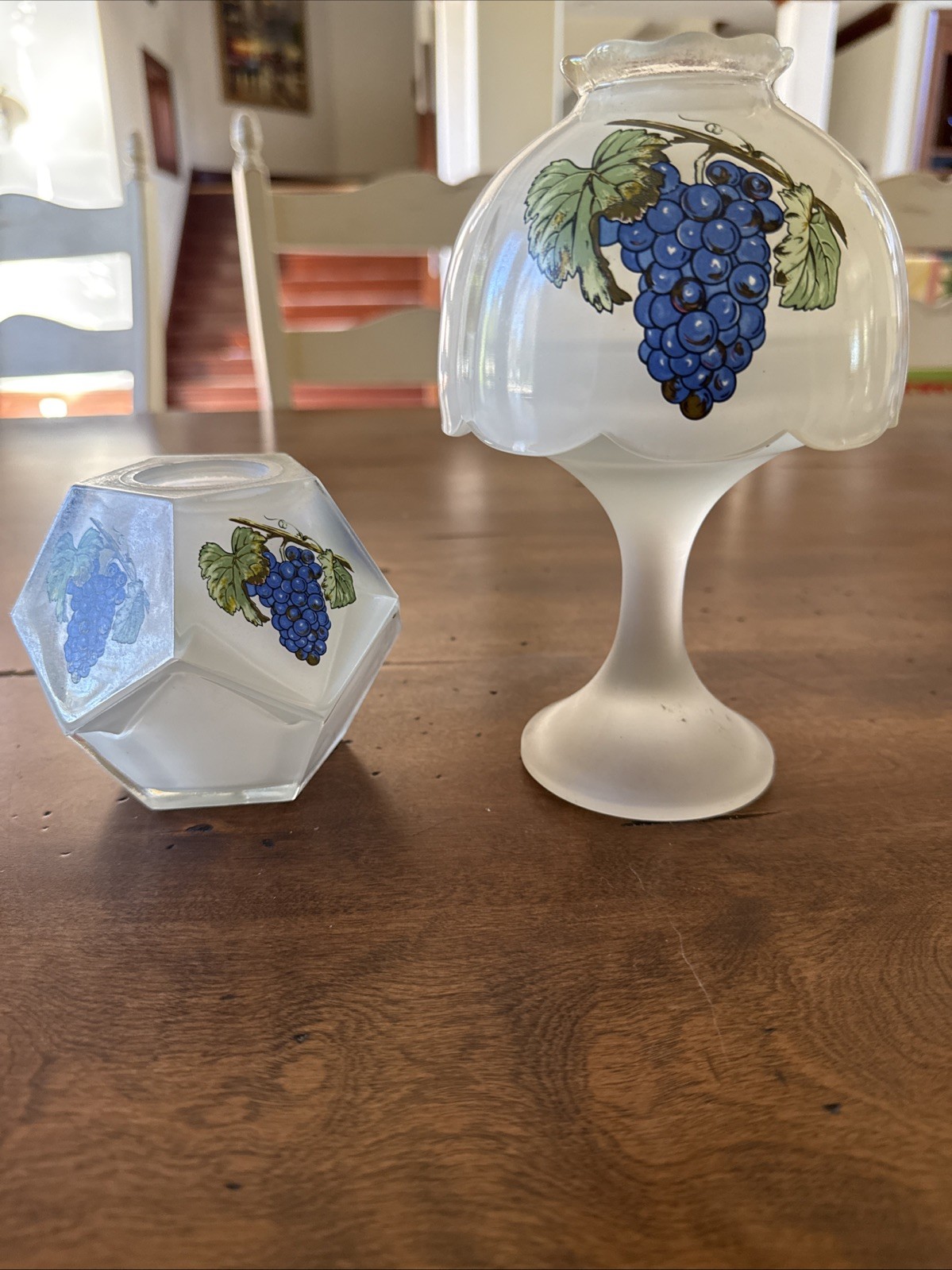 Westmoreland Glass Frosted Grapes Tea Light Fairylamp Set Original Price Tag