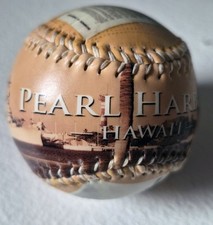 Pearl Harbor Hawaii WWII Sepia Matte Finish Souvenir Collectible Baseball Ball