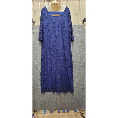 Chicwe Womens Navy Blue Lace Lined A-Line Midi Dress Gown PLUS SIZE 4X