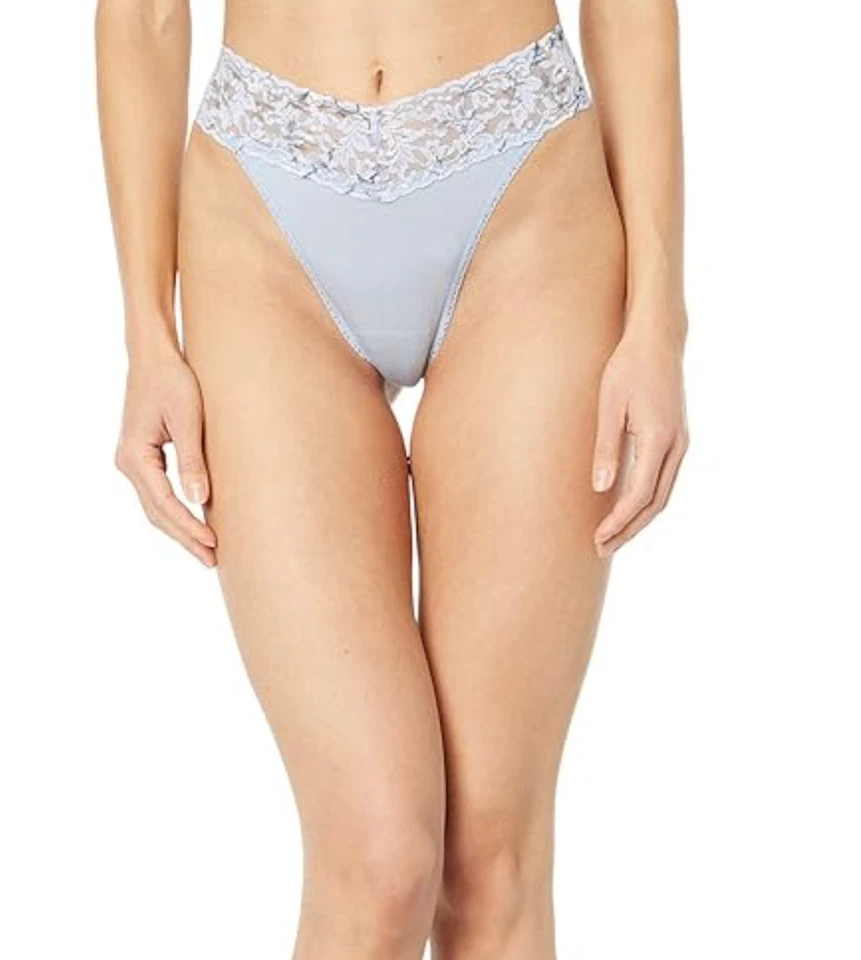 Tanga Hanky Panky L9512 Supima Algodón tiro original con ribete de encaje talla única Foto 4 de 4