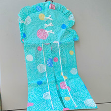 Vintage tagNursery Hanging Diaper Stacker Organizer Aqua Multicolor Dots Ruffle