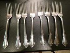 Oneida Oneidacraft Deluxe Glossy CHATEAU Stainless Flatware 8 Dinner Forks