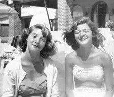Vintage Photo Twin Women in Swimsuits Poolside 1950's Summer Snapshot