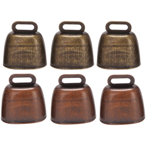 6 Pcs Metal Cow Bell, Cowbell Retro Bell for Horse Sheep Grazing Copper,9181
