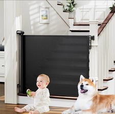 Retractable Baby Gate 34" Tall Expands to 54" Wide Indoor Outdoor Black