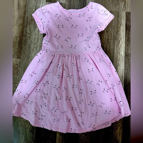 Pink Cat Print Kids Dress, Size 6x