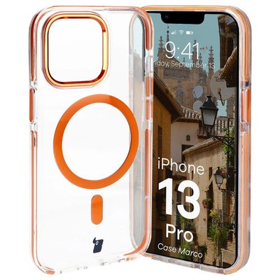 Handyhülle für iPhone 13 Pro Bizon Case Cover Schutz Hülle Transparent / Orange