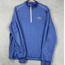 Johnnie-O Sweatshirt Mens Medium Blue Prep-Performance Quarter Zip Pullover Logo