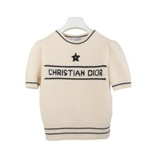 Dior Ecru Wool Cashmere Short Sleeve Sweater 36 140764436