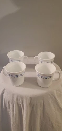 Set of 4, Coffee Cup's Corning Ware, "Blue Morning" MINT condition