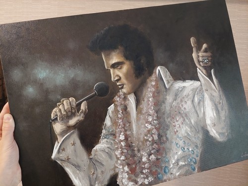 Elvis Presley Original Oil Painting on Canvas. Elvis King Of Rock and Roll Art - Picture 8 of 9