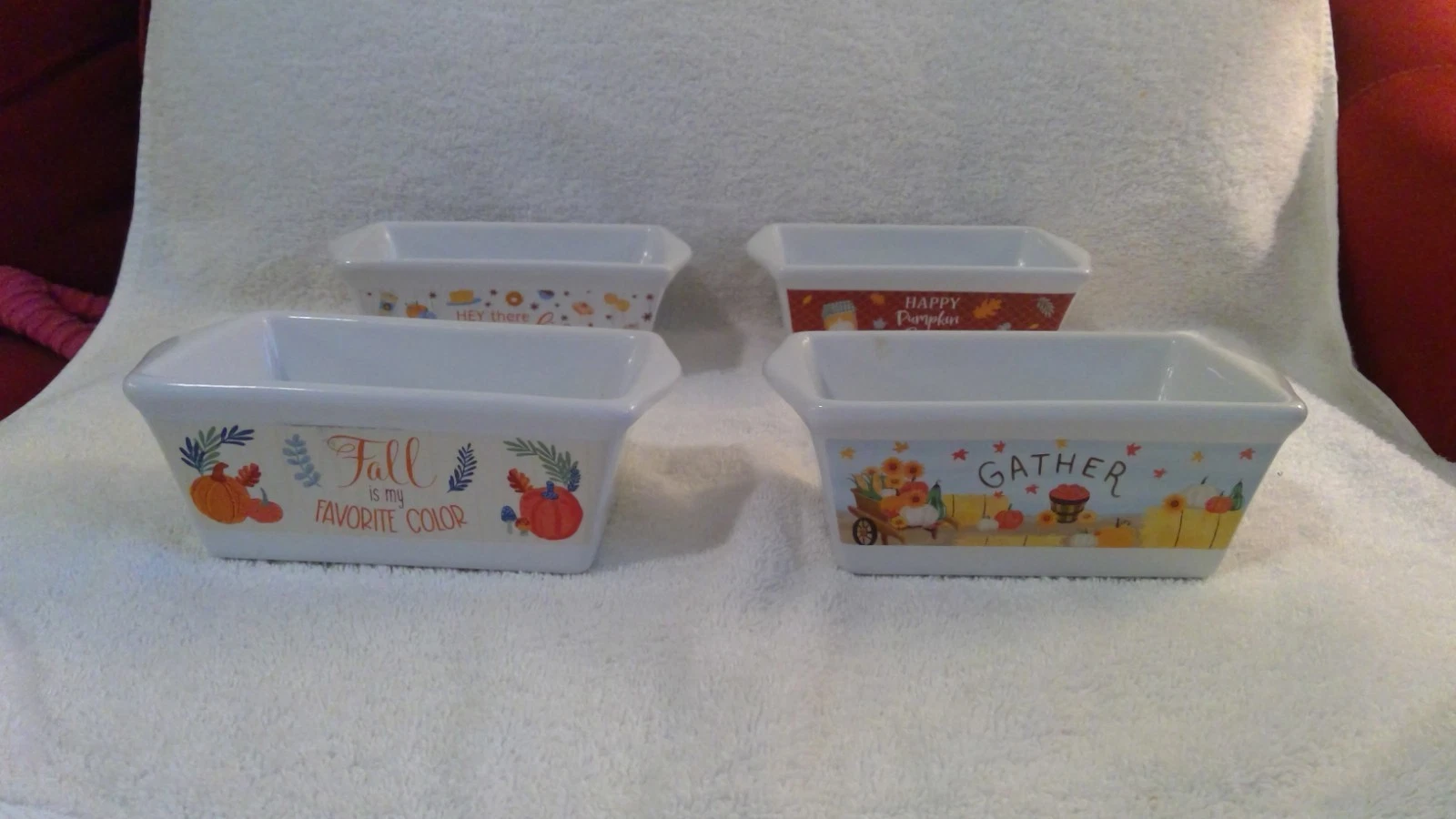Set of 4 Royal Norfolk Mini Ceramic Loaf Pans, 3-1/2"x 6-1/2"x2" New, Never Used