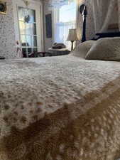 Vintage Hand Sewn two matching 18” Pillows 75x73 Blanket animal print