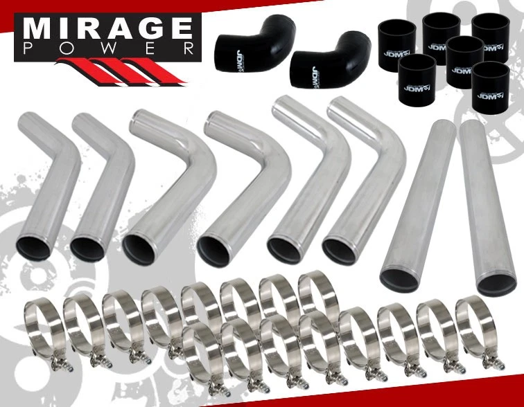 Jdm Sport Tube Fin Intercooler + 2.5" 8Pcs Aluminum Pipe Piping - Image 2 of 4