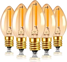 C7 LED Bulb 0.5W Equivalent 5W 7W Candle Bulbs Night Light Bulbs Amber Candelabr
