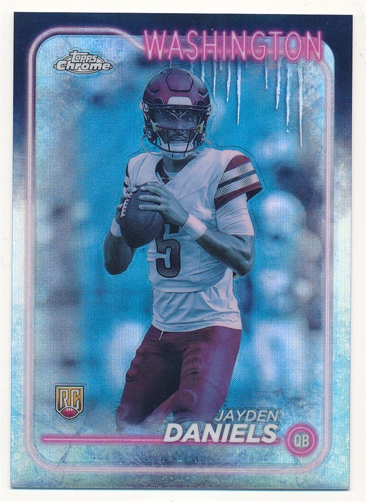 JAYDEN DANIELS 2024 TOPPS CHROME #201 RC ROOKIE FROZEN FRACTOR COMMANDERS SP /5