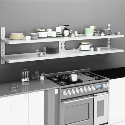 Étagère Murale à 2 Niveaux Acier Inoxydable 150x30 cm Suspendue Cuisine vidaXL - Photo 1/4
