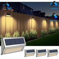 Solarlampen 4 StüCk Edelstahl Wandleuchte Warmweiß 30LED Garten Terrasse Weg