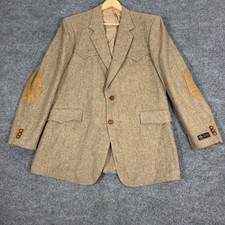 VTG Sears Roebucks Western Blazer Elbow Patch Mens 42R Tan 100 Wool Deadstock