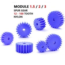 Spur Gear 12-100 Tooth Module 1.5 2 3 Pinion Motor Gear Flat Nylon Plastic Blue