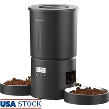 Automatic Cat Feeder 2 Cats Dual Bowls Timer Programmable Voice Recording 4.2L