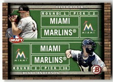 2014 Bowman Draft #DD-KA Kolek / Blake Anderson Dual Draftees Miami Marlins