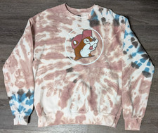 Buc-ees Sweatshirt Adult Women s Small Beige Tie Dye Graphic Crew Neck