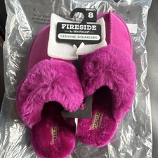 Fireside by Dearfoams Melton Shearling Platform Scuff Slippers Purple 8
