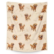 Golden Retriever Blanket Beige 40x50 Inch Soft Fluffy Throw Travel Office Gift
