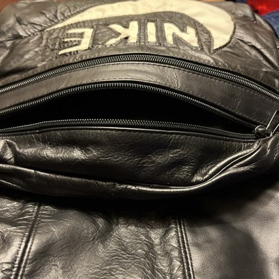 Vintage 80s/90s Genuine Leather Nike Backpack Black W/ White