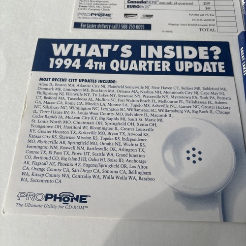 ProPhone Select Phone Book Set 1994 CD/ROM Edition for DOS 3.2 Win 2.1 Mac 1.0 - Picture 4 of 23