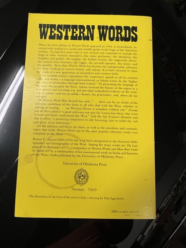 Westliche Wörter: Ein Wörterbuch des amerikanischen Westens - Adams, Ramon F. - Sehr gut... - Bild 2 von 2