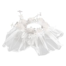 Girl Veil Hair Hoop Flower Hair Wedding Headpeice White Sheer Head Covering