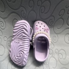 Crocs Purple Kids Clog Slip-On with Pearl and Butterfly Accents