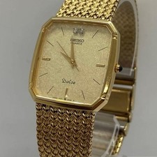 SEIKO DOLCE 9521-5210 Gold Dial Quartz Vintage Men's Watch Running