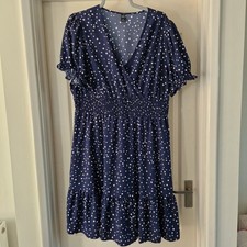 Emery Rose Plus Size 22 Dress Blue Polkadot Spot Holiday Lightweight 3XL Curve