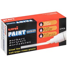 Uni-Paint 63735 Permanent Marker, Large Tip, Yellow Color Family, Paint, 6 Pk