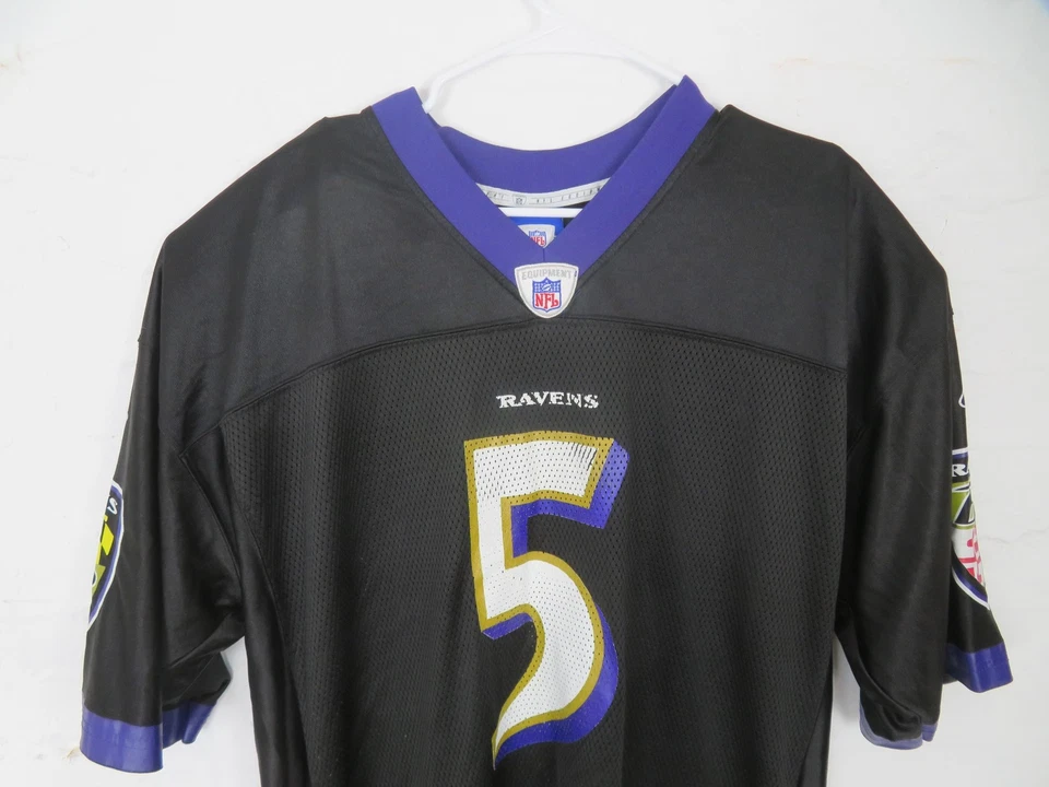 Camiseta de fútbol americano Baltimore Ravens para hombre XL negra púrpura NFL Reebok Joe Flacco #5 Foto 2 de 4