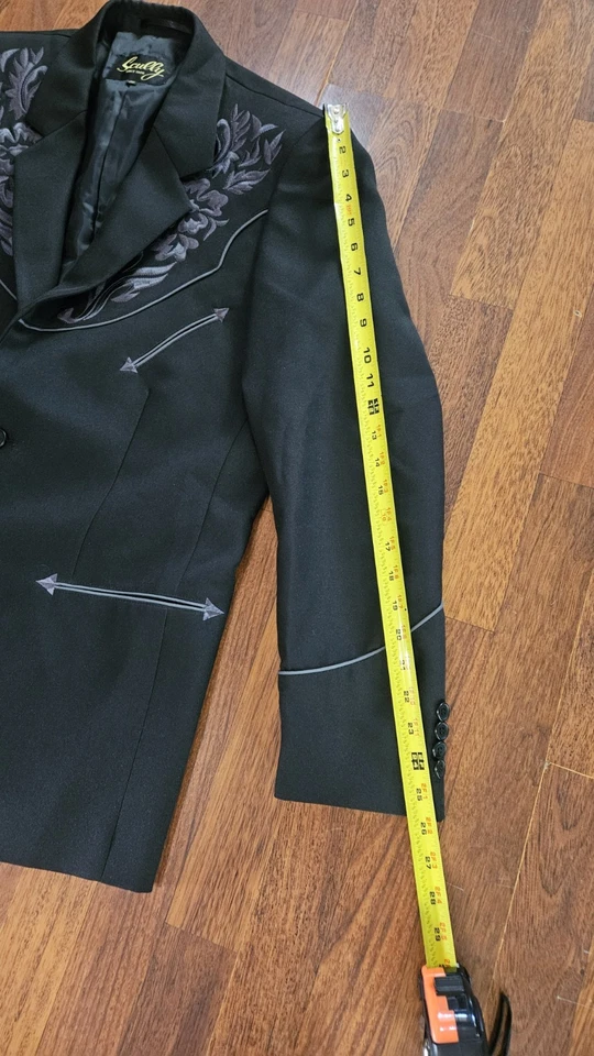 Scully Western Mens Charcoal Polyester Floral Tone Embroidered Blazer - Image 4 of 4