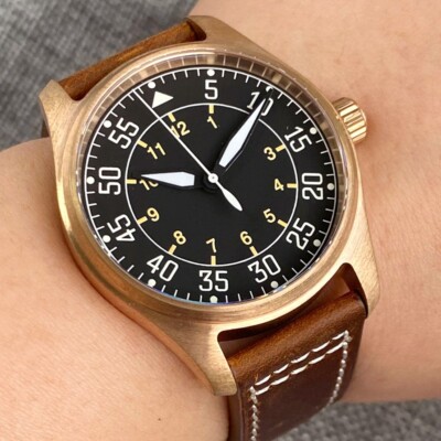 CUSN8 Pilot Bronze case 39mm Tandorio Black dial NH35A Automatic mens watch