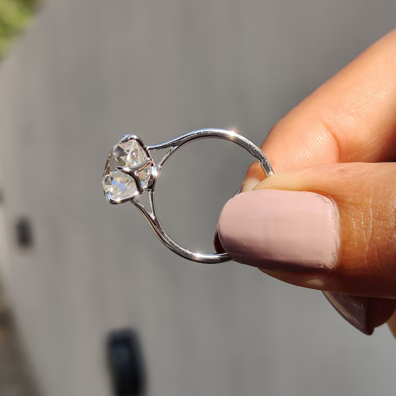 3.80Ct White OEC Round Cut Moissanite Engagement Ring 925 Sterling Silver