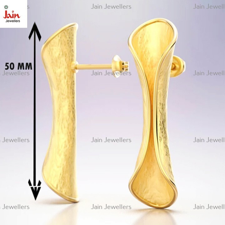 18 Kt Real Solid Gold Italy Long Statement Screw Back Drop Earrings